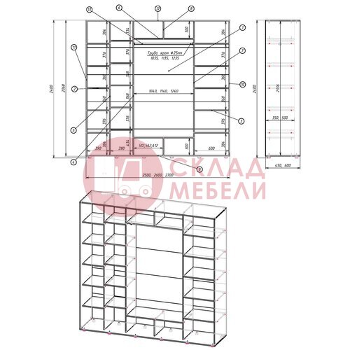  Шкаф-купе 4Д Лакобель сатин Senator в Симферополе Крыму