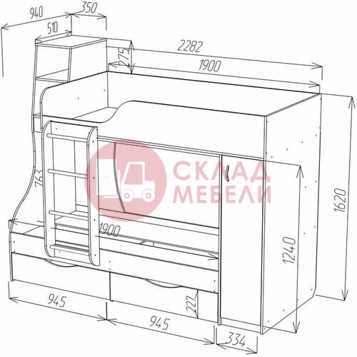  Кровать Башмачок двухъярусная Пирамида в Симферополе Крыму