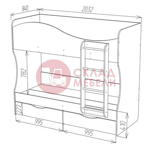  Кровать Кузя двухъярусная Пирамида в Симферополе Крыму