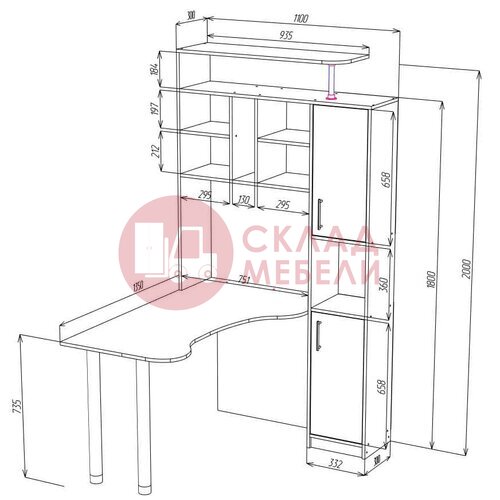  Стол СК-14 компьютерный Пирамида в Симферополе Крыму