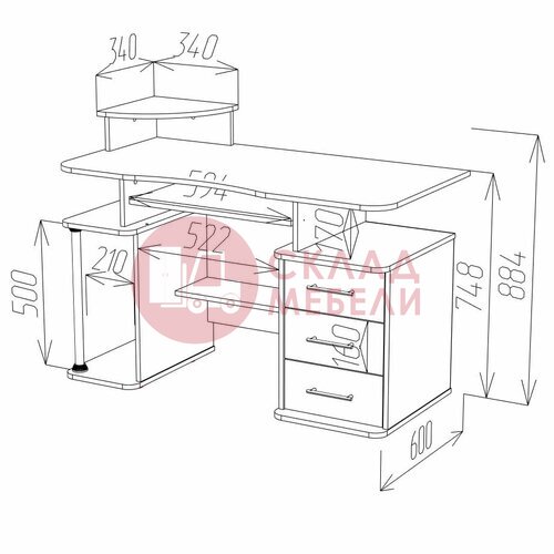  Стол СК-22 компьютерный Пирамида в Симферополе Крыму