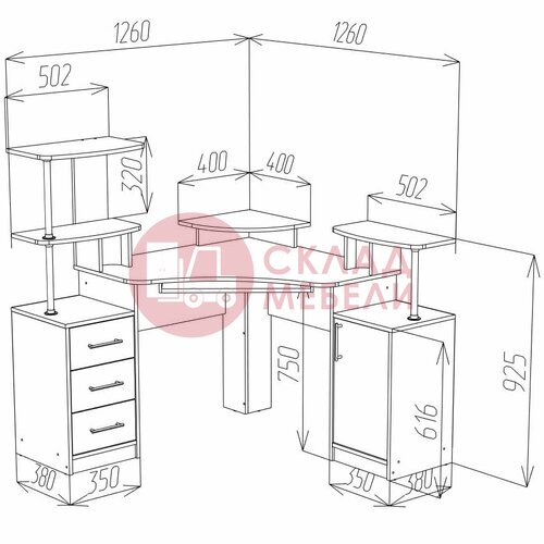  Стол СК-26 компьютерный Пирамида в Симферополе Крыму