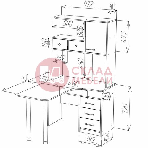  Стол СК-35 компьютерный Пирамида в Симферополе Крыму