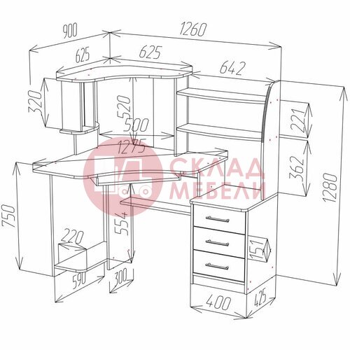  Стол СК-39 компьютерный Пирамида в Симферополе Крыму