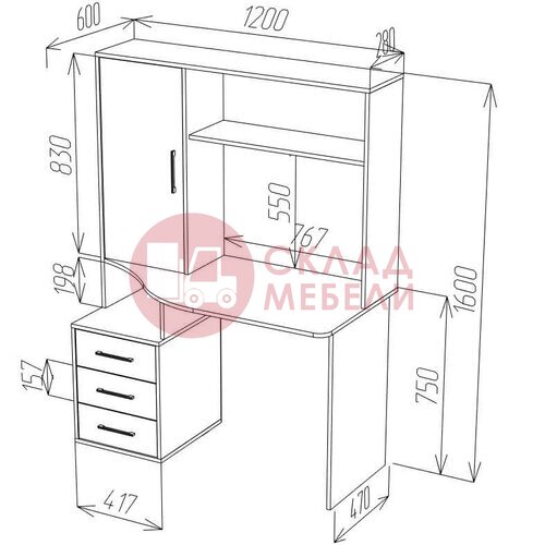  Стол СК-55 компьютерный Пирамида в Симферополе Крыму