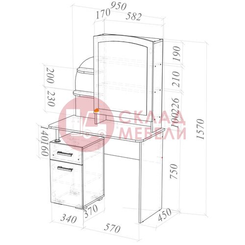  Стол туалетный Галант-5 Пирамида в Симферополе Крыму