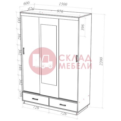  Шкаф-купе ШОН-5 Пирамида в Симферополе Крыму