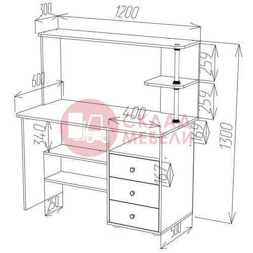  Стол СК-6 компьютерный Пирамида в Симферополе Крыму