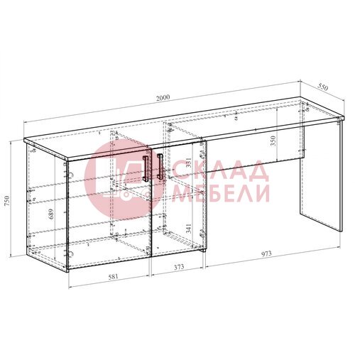  Стол Виктория с тумбой под холодильник 2Д Compass в Симферополе Крыму