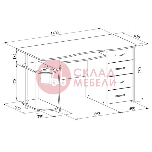  Стол письменный С222БН Compass в Симферополе Крыму
