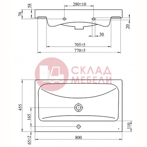  Тумба подвесная UNO 80 под раковину Avanti в Симферополе Крыму