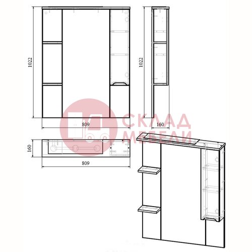  Зеркальный шкаф UNO 80 R/L Avanti в Симферополе Крыму