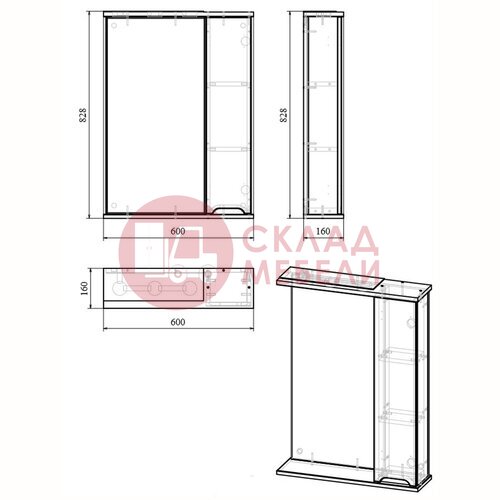  Зеркальный шкаф UNO 60 R/L Avanti в Симферополе Крыму