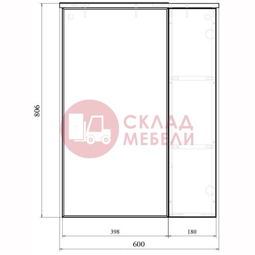  Зеркальный шкаф Линда 60/80 R Avanti в Симферополе Крыму