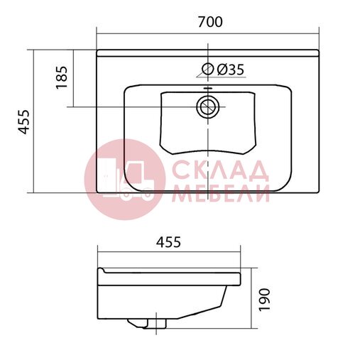  Раковина встраиваемая Миранда 70/100 Santek в Симферополе Крыму