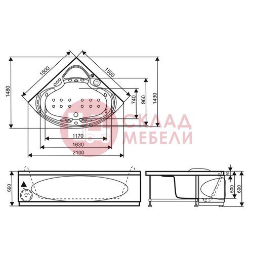  Ванна Трес 1500*1500 L/R Avanti в Симферополе Крыму